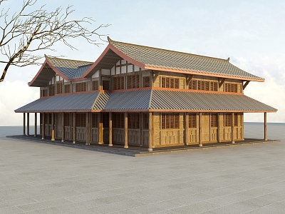 Chinese-style ancient courtyard 3d model