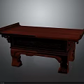 Chinese Traditional Red Wooden Table With Ornate Carvings And Decorative Legs