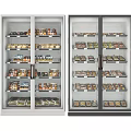 Commercial Double Door Display Refrigerator with Multiple Shelves of Packaged Foods for Supermarket