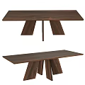 Modern Wooden Dining Table With Geometric Leg Design And Sleek Surface 3d model