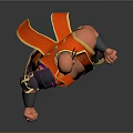 Muscular Game and Movie Character With Red Vest Black Pants Horned Shoulders And Decorative Patterns