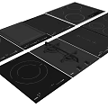 Modern Kitchen Appliances Featuring Various Black Electric Cooktops with Different Burner Configurations 3d model