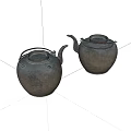 Two Vintage Copper Tea Pots With Traditional Design And Smooth Surface 3d model