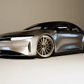Modern Silver Sleek Sedan With Streamlined Body And Gold Alloy Wheels Design