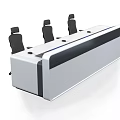 Sleek Modern Black And White Office Desk With Three Ergonomic Chairs For Professional Office Workstation