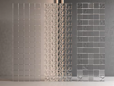 Transparent Glass Room Dividers With Decorative Textured Patterns For Modern Interiors 3d model