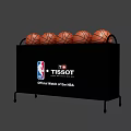 Black Cart Holding Multiple Basketballs with TISSOT NBA Official Watch Logo