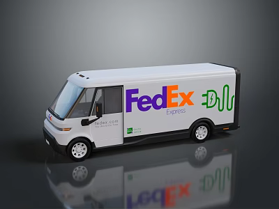 White FedEx Express Delivery Van With Brand Logo And Vehicle Design 3d model