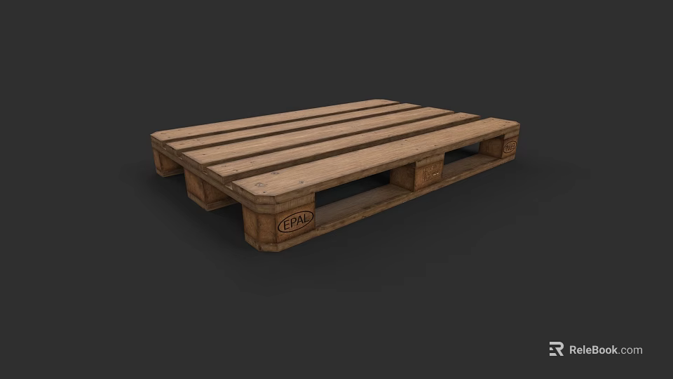 Sturdy Industrial Equipment Wooden Pallet Featuring EPAL Mark For Transport And Storage 3d model 