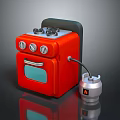 Red Mini Stove with Control Knobs Burners and Gas Cylinder for Daily Use 3d model