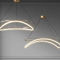 Modern Minimalist Chandelier Design With Arched LED Light Strips And Metal Frame
