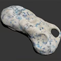 Wood And Stone Decorative Ornament With Blue Glitter Textured Surface Hole Design