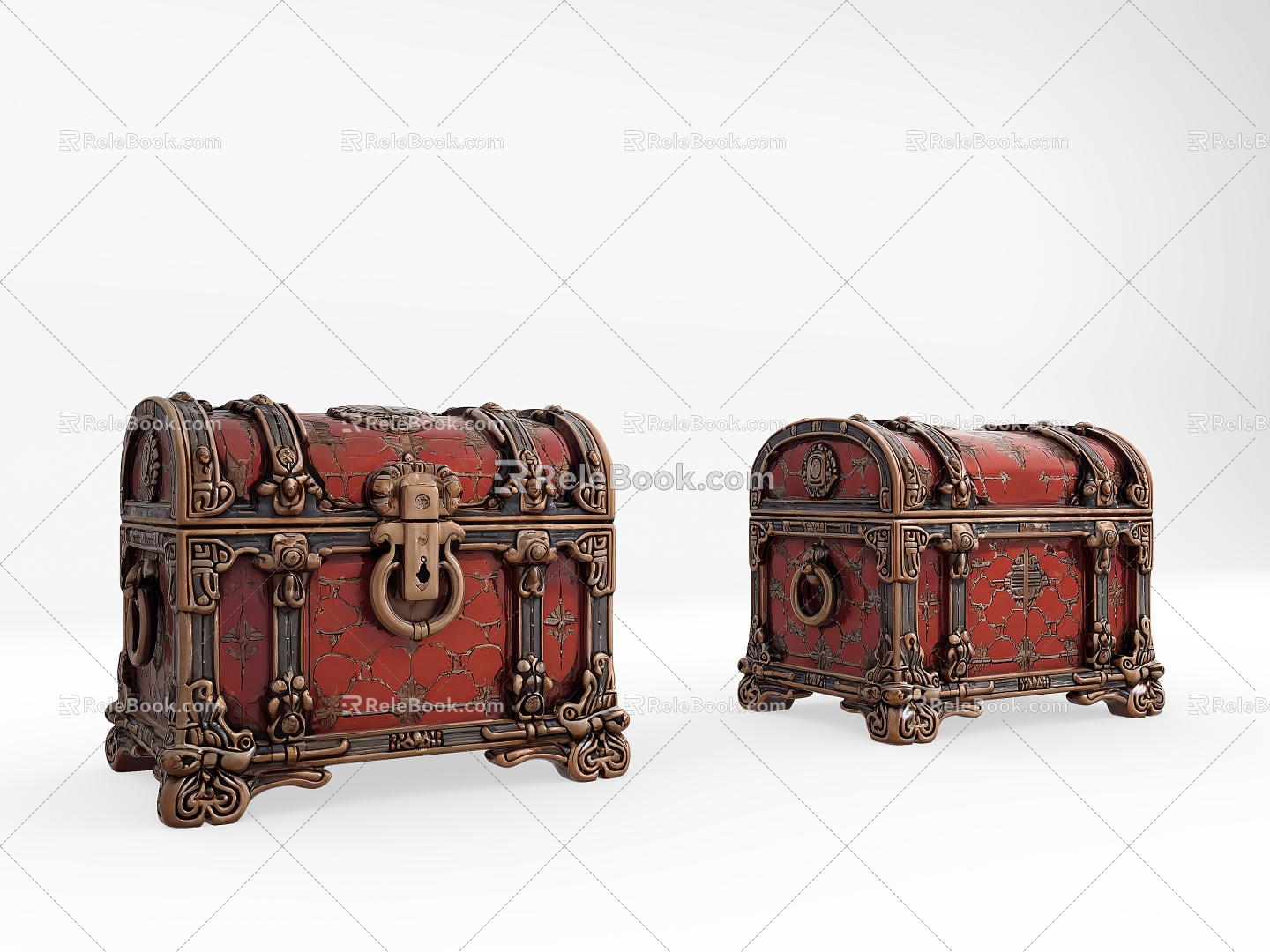 Retro Treasure Box Middle Ancient Treasure Box Modern Treasure Box Middle Ancient Retro Jewelry Box Storage Box 3d model