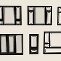 Modern Black Frame Casement Windows with Various Different Designs 3d model