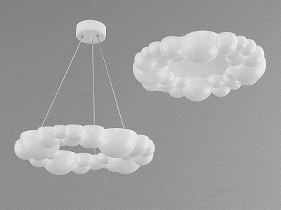 Modern White Cloud Shaped Pendant Light With Circular Design For Home Interior Decor 3d model