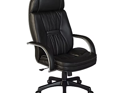 Black Leather Office Chair With High Back Armrests Swivel Base And Stitched Design 3d model