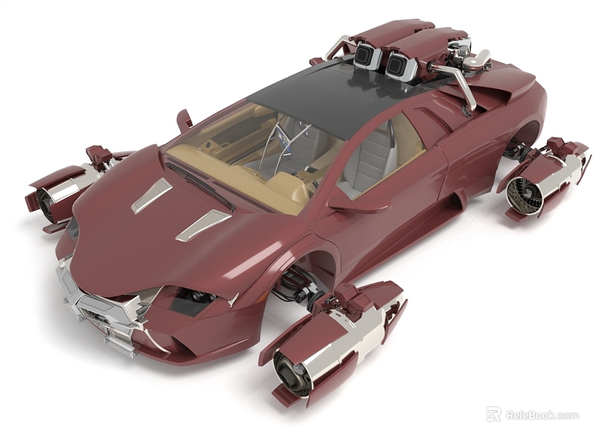 Futuristic Modified Sports Car With Extra Attachments 3d model 