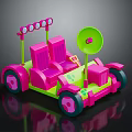 Pink And Green Toy Car Shaped Kids Furniture With Two Seats Lights And Decorative Wheels