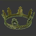 Exquisite Gold Decorative Crown With Detailed Carvings And Sparkling Gemstones For Household Decoration