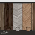 Various Wooden Flooring Samples Featuring Herringbone Pattern And Diverse Color Textures With Decorative Balls