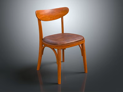 Comfortable Leisure Chair Featuring Wooden Frame Leather Seat And Curved Backrest Retro Design 3d model