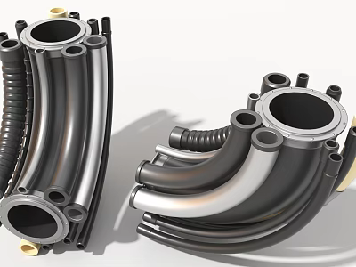 Industrial Equipment Durable Metal Pipes Curved Tubes And Connectors For Machinery 3d model