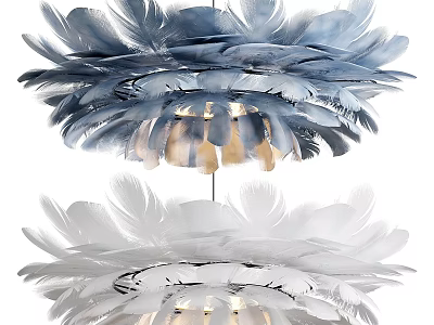 Elegant Modern Blue And White Feather Chandelier Design For Interior 3d model