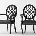 Stylish Black Accent Chairs With Armrests Openwork Backrest And Upholstered Seats