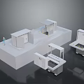 White Laboratory Equipment Models With Functional Modules And Human Figure 3d model