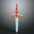 Ornate Sword Design With Golden Decorations Red Gemstones And Crown Top