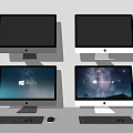 modern computer monitor keyboard mouse 3d model
