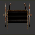 Vintage Wooden Cart With Brown Planks Green Frames And Metal Wheels