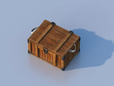 Vintage Wooden Storage Box With Metal Clasps And Handles For Home Organizing Essentials 3d model