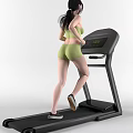Woman in Green Sportswear Running on Treadmill with Black Sneakers During Workout