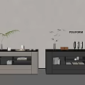 Poliform Modern Storage Cabinets With Decorative Plants Drawers And Shelves