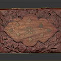 Red Wooden Carved Box Decorative Ornament Set with Intricate Patterns for Home Decor