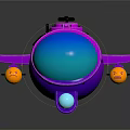 Purple Water Submarine With Blue Transparent Dome And Colorful Modern Design