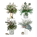 Elegant Ceramic Vase Flower Arrangements With White Pink Blooms And Green Foliage