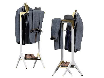 Clothing Display Racks with Hangers for Suits Trousers and Shoes Storage 3d model