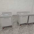 Durable Stainless Steel Commercial Worktables With Mobile Wheels And Storage Cabinets