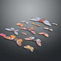 Artistic Colorful Craft Paper Butterflies Scattered On Dark Background Surface
