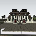 Chinese Style Semi Detached Villa With Symmetrical Facade Large Windows And Waterfront View