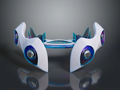 Futuristic Space and Aerospace Tech with White Blue Purple Illuminated Components 3d model