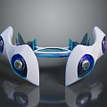 Futuristic Space and Aerospace Tech with White Blue Purple Illuminated Components
