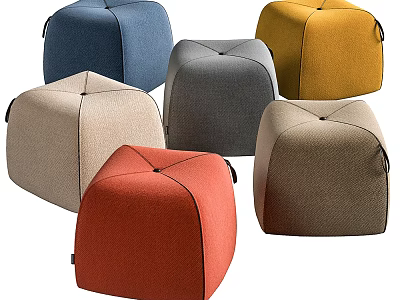 Colorful Soft Upholstered Pouf Ottomans For Living Room Seating Decor 3d model