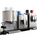 Stylish Silver Kitchen Coffee Machines With Various Colored Cups And Accessories 3d model