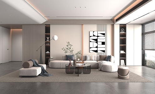 Modern Living Room Simple Living Room Sofa Set Living Room Background 3d model