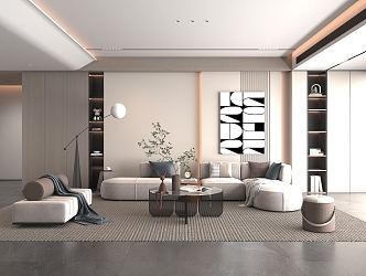 Modern Living Room Simple Living Room Sofa Set Living Room Background 3d model