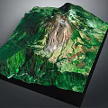 Detailed 3D Terrain Model With Green Vegetation Mountain Peak And Valleys