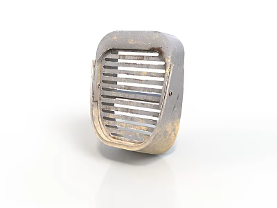 Industrial Metal Grille Equipment With Slotted Design And Worn Surface 3d model